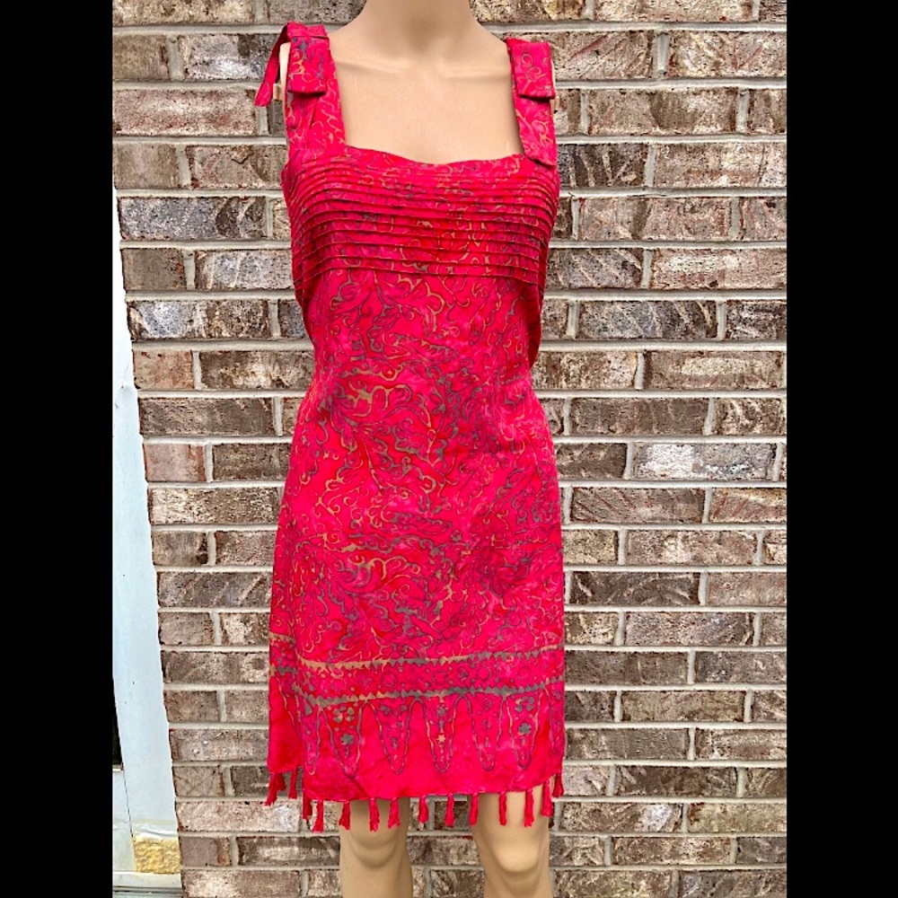 90s/Y2K Hot Pink Tropical Jumper Style Dress
